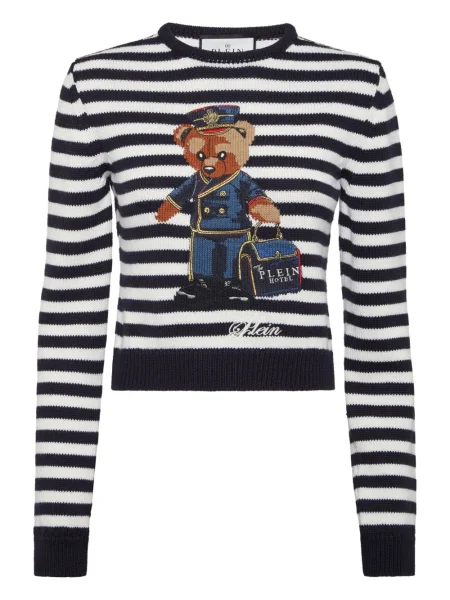 Pulover Philipp Plein din jacard teddy albastru