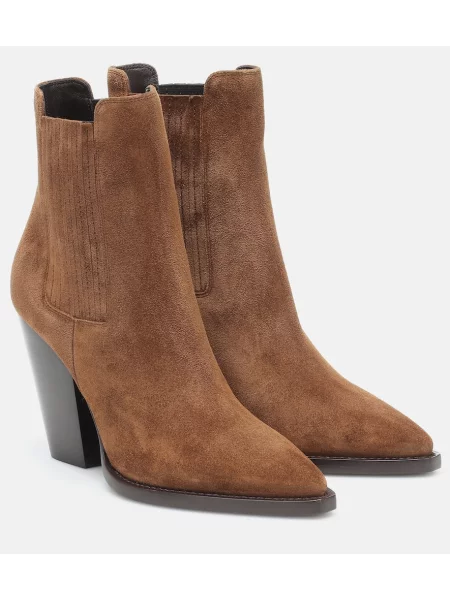 Cizme scurte Saint Laurent din piele de căprioară maro
