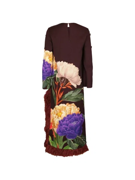 Rochie maxi Borgo De Nor cu pene cu model floral maro