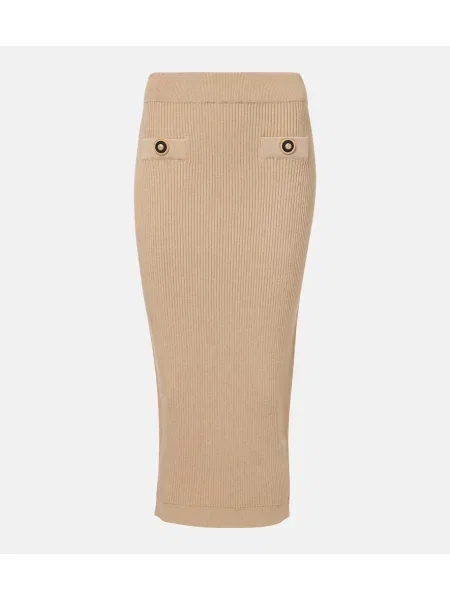 Fustă tip creion Balmain tricotate bej