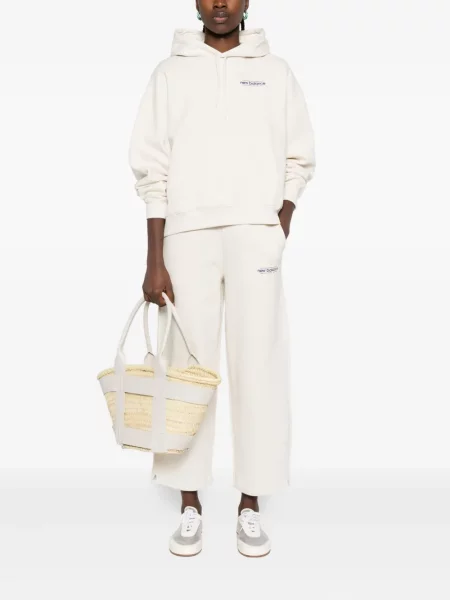 Semišový sportovní top New Balance s výšivkou s kapucí černý