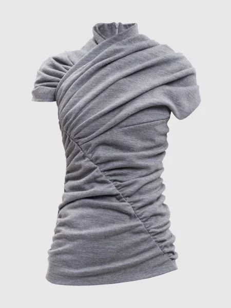 Меланжевий топ з вовною Balmain сірий