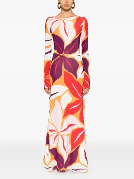 Rochie maxi Cala De La Cruz cu model floral alb