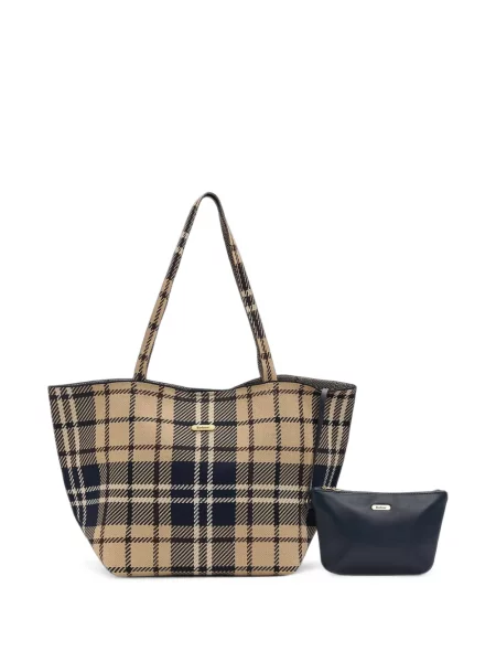 Geantă shopper Barbour în carouri albastru