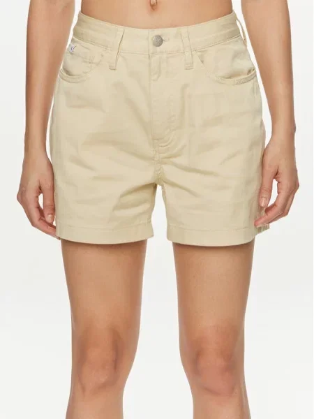 Calvin Klein Jeans Medžiaginiai šortai Mom Fit smėlio