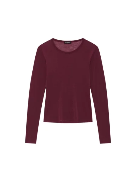 Sweter Anine Bing wełniany z długim rękawem z okrągłym dekoltem czerwony