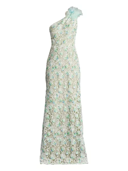 Rochie Tadashi Shoji cu model floral de costum alb