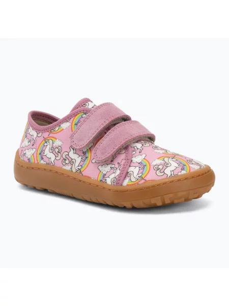 Детски обувки barefoot Froddo Canvas white/pink бяло