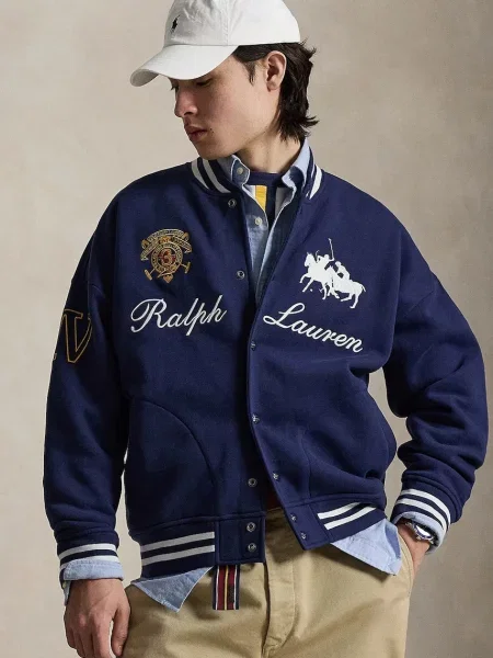 Polo Ralph Lauren Geacă de primăvară-toamnă bleumarin / galben / roșu alb