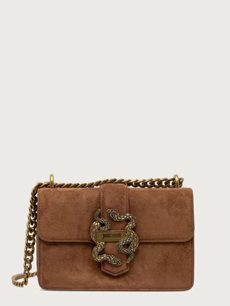 Just Cavalli Ročna torba Iconic Snakes Rjava bež