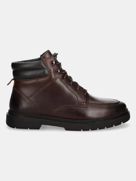 Buty do kostki Geox o krotszym kroju skórzane brązowe
