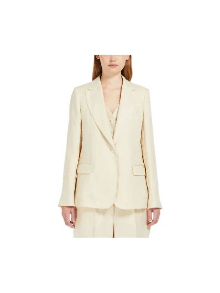 Lniana marynarka Weekend Max Mara beżowa