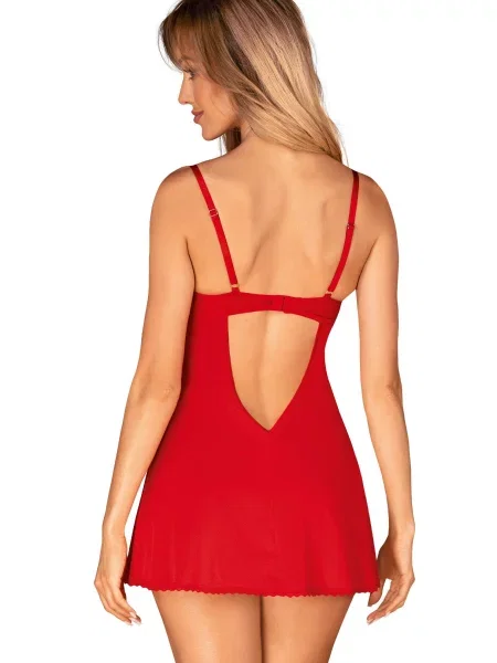 Комплект: пеньюар и трусики Комплект_Obsessive_Ingridia_chemise червоний