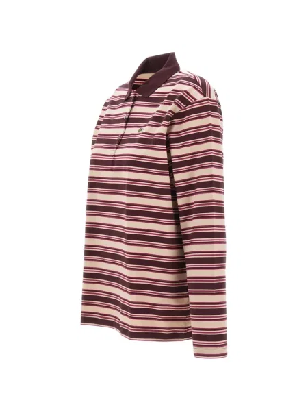 Lung tricou polo Lacoste cu dungi cu mâneci lungi