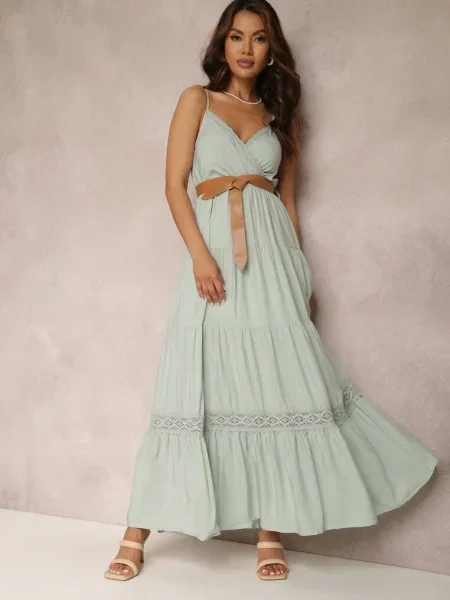 Rochie Mentă cu Asoonice verde