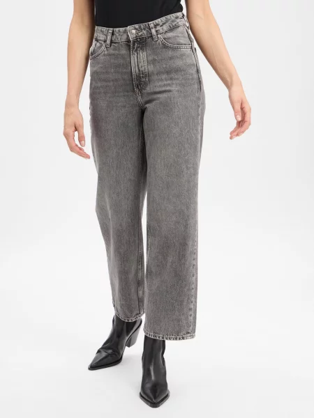 Jeansy z szeroką nogawką z czystej bawełny Marc O'polo Denim szare
