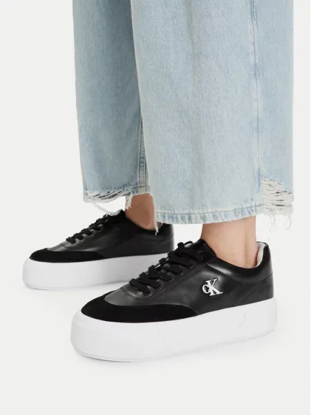 Tenisice Calvin Klein Flatform Lace Up Tcap Lth-Su crna