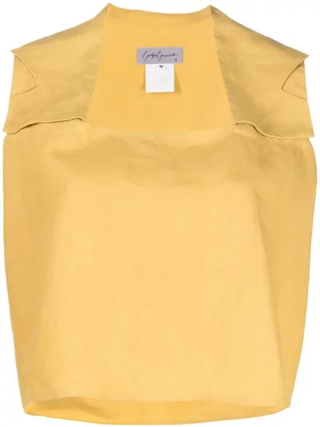 Lněný drapovaný top Yohji Yamamoto Pre-owned žlutý