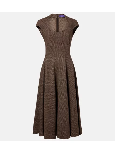 Rochie midi Ralph Lauren Collection de lână maro