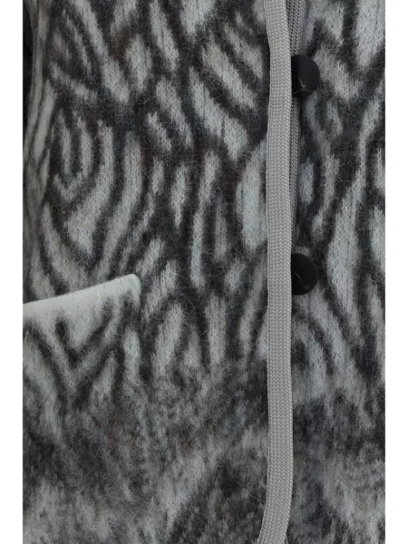 Cardigan Forte_forte din lână alpaca cu imprimeu abstract gri