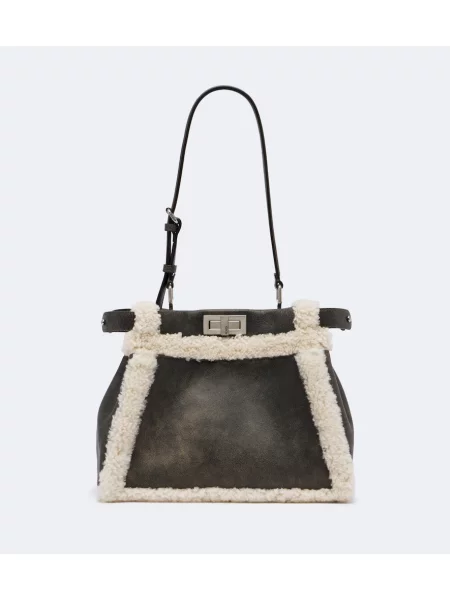 Geantă shopper Fendi din piele gri