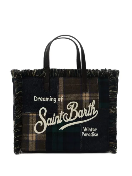 Geantă shopper Mc2 Saint Barth cu franjuri albastru