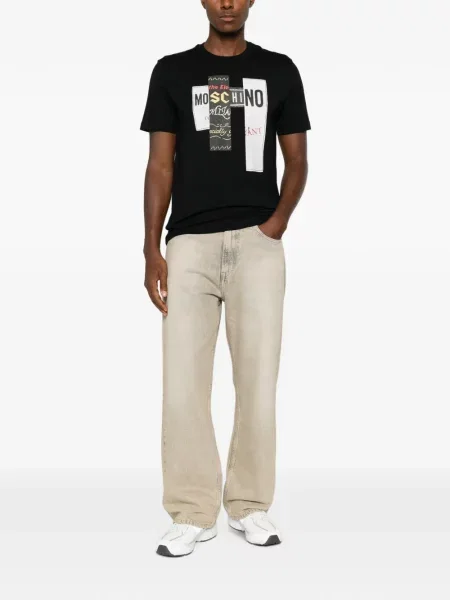 Scurt tricou Moschino cu imagine negru