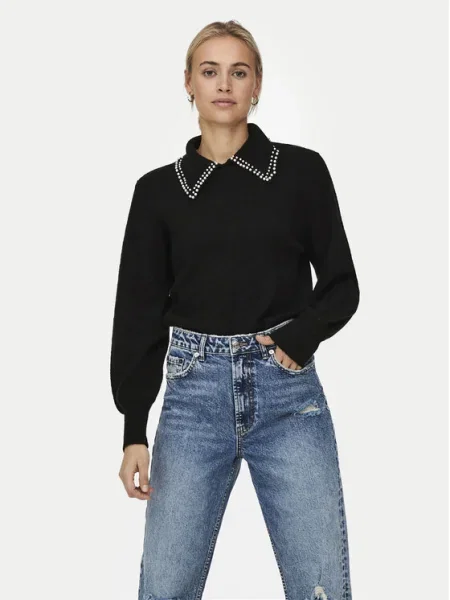 JDY Pulover / alb perlat negru