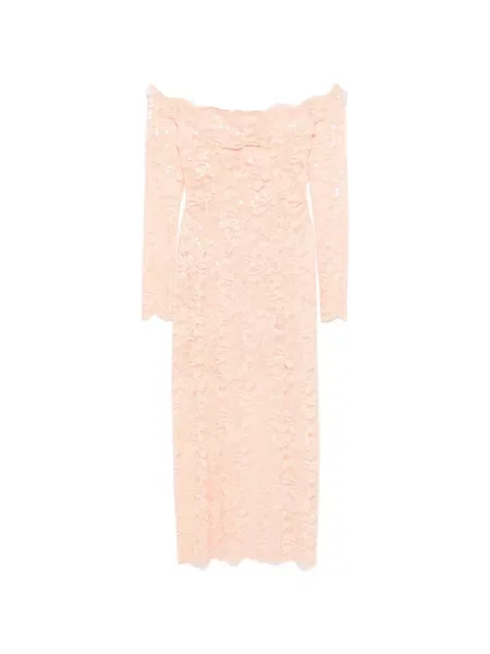 Rochie midi Rabanne cu model floral din dantelă roz