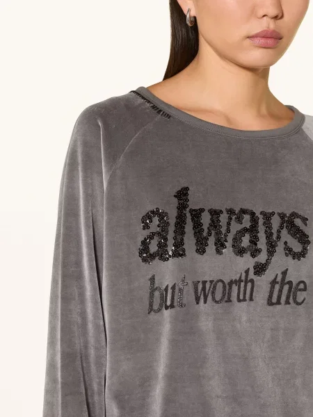 Grace Mikina Nickishirt Always Late S Flitry tmavě šedá černá