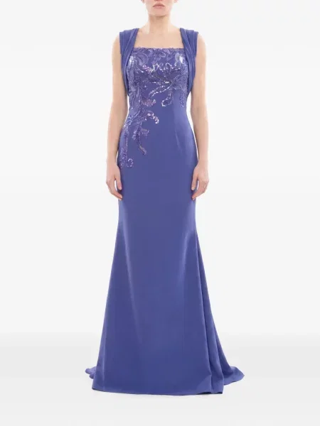 Rochie maxi Saiid Kobeisy cu paiete drapată violet