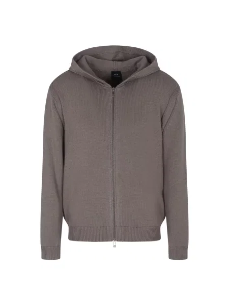 Kardigan Armani Exchange z kapturem szary