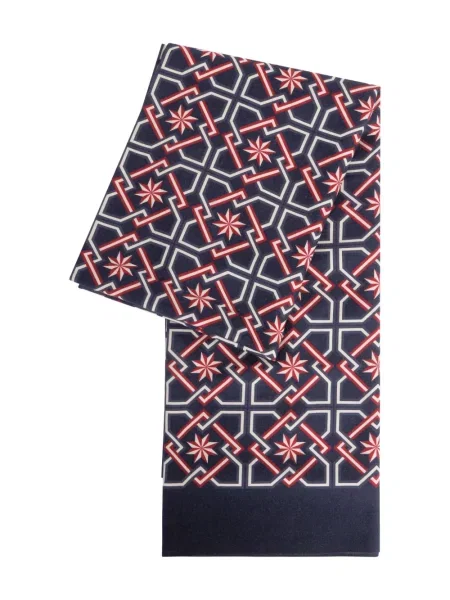 Fular Fursac cu imagine cu imprimeu geometric albastru
