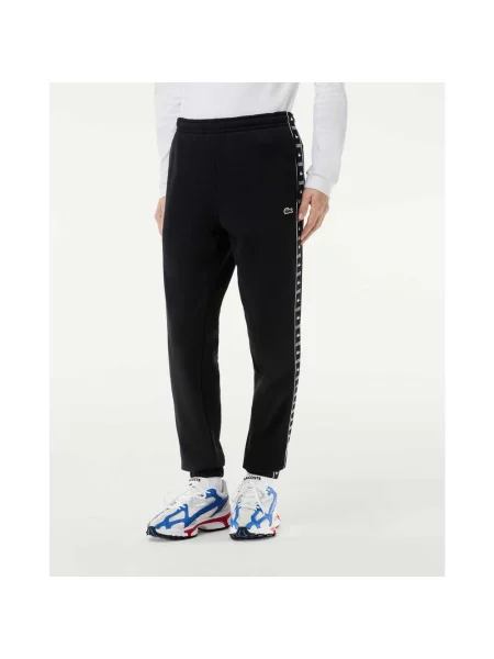 Spodnie długie Lacoste Stripe Logo S czarne
