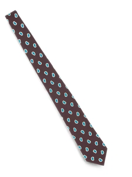Cravată Kiton cu model paisley maro