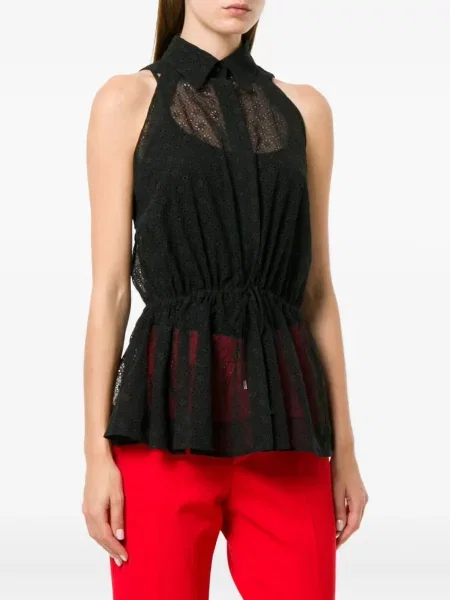 Průsvitná stahovací šňůrka košile Alaïa Pre-owned bez rukávů černá