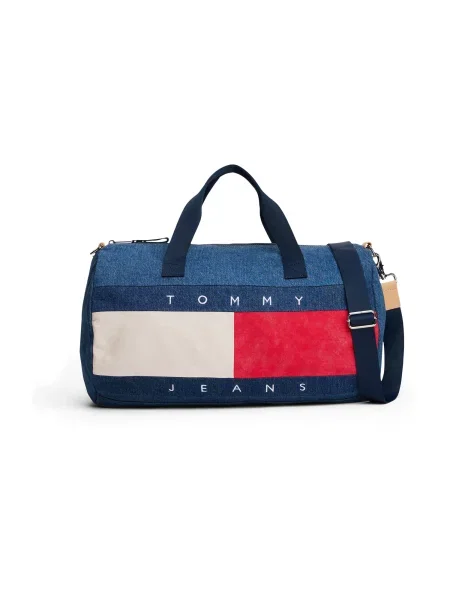 Torbica Tommy Jeans Archive Denim Duffle modra