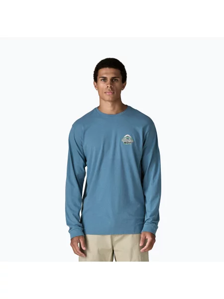 Тениска Patagonia с дълъг ръкав синьо