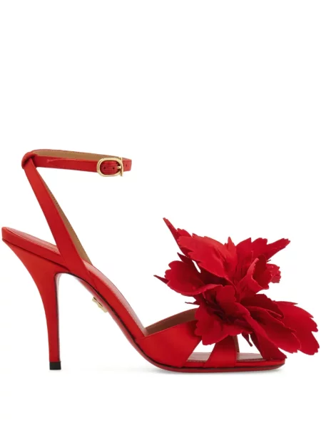 Sandale Ferragamo cu model floral roșu