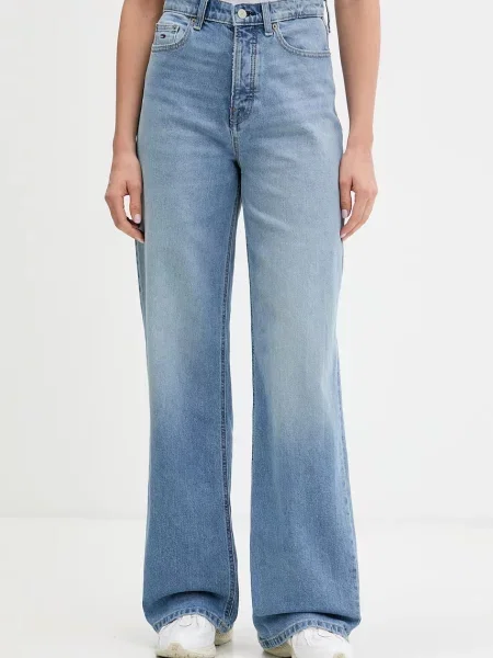 Tommy Jeans blugi wide leg de damă albastru