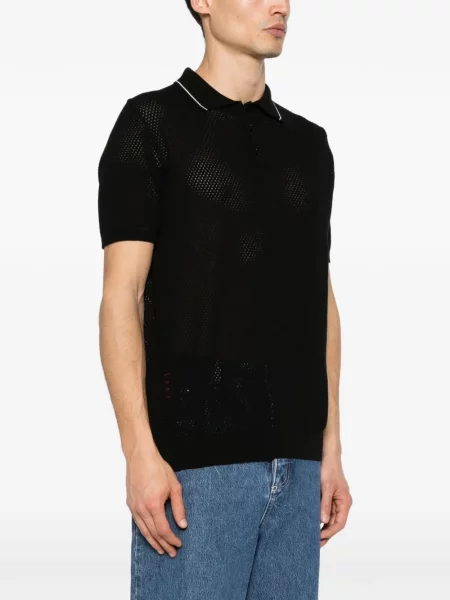 Tricou polo Amaranto cu perforații negru