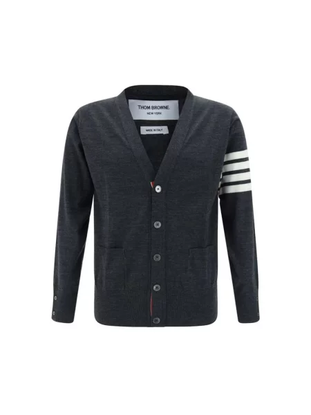 Sweter Thom Browne w paski z paskiem szary