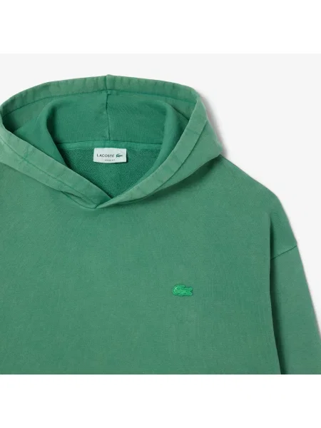 Lacoste Bluza Z Kapturem Z Efektem Sprania zielony
