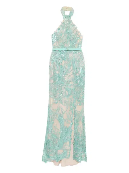 Rochie Saiid Kobeisy cu broderie verde