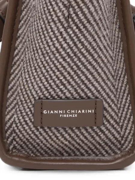 Geantă shopper Marcella Club cu model herringbone maro