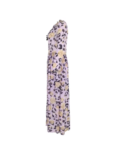 Rochie maxi Ganni cu model floral cu imagine de costum violet