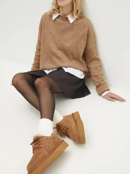 Замшевые сапоги Answear.lab коричневые