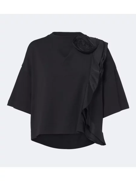 Tricou Max Mara cu volane din jerseu negru