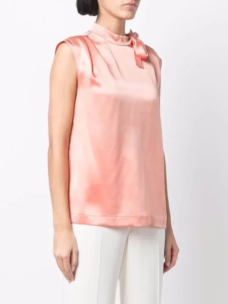 Bluză Alberta Ferretti cu funde din satin roz