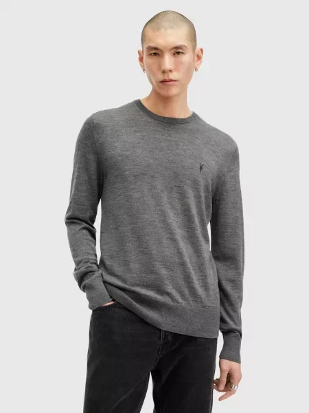 AllSaints pulover merino volna siva